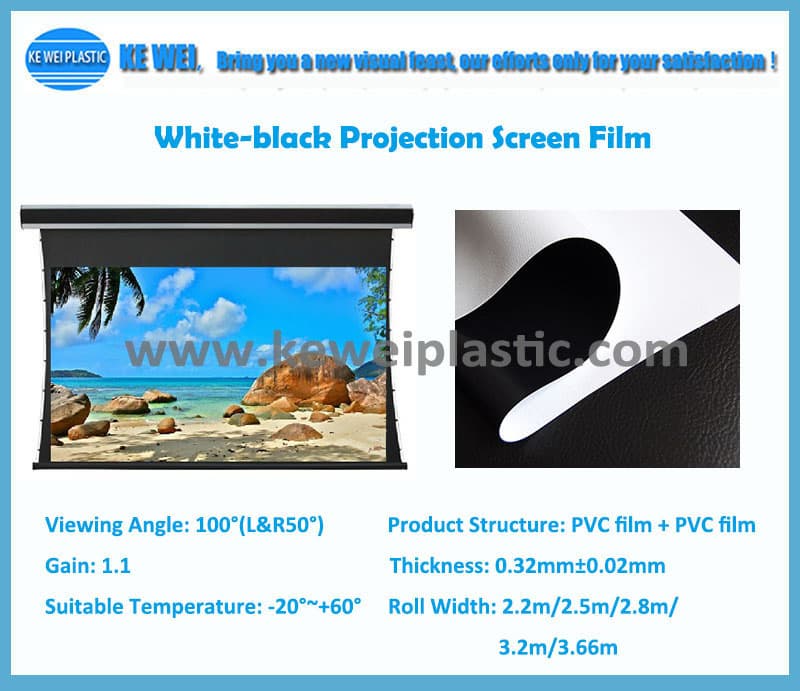 White_black projection screen fabric
